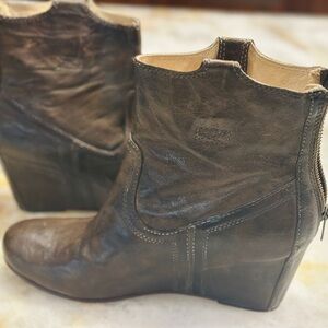 Frye Brown Leather Ankle Booties, Carson